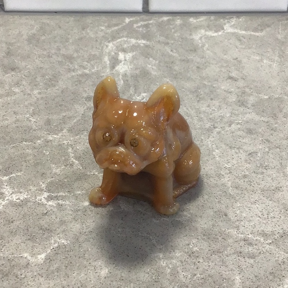 Vtg Westmoreland 2.5” Glass Bulldog Figurine Rhinestone Eyes